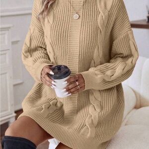 Cozy Cable Knit Sweater Dress